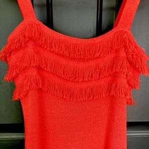 Red Vintage Dress  — fringe, lightweight & fitted - true vintage & stunning
